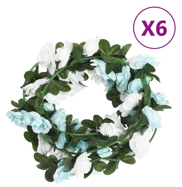 VidaXL Vijenci od umjetnog cvijeća 6 kom plave i bijele 240 cm