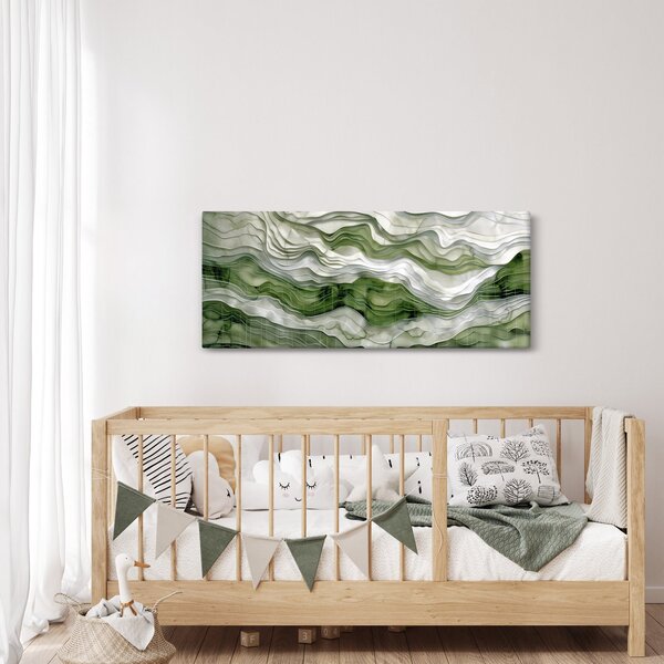 Slika - Zeleni i bijeli valovi (120x50 cm)
