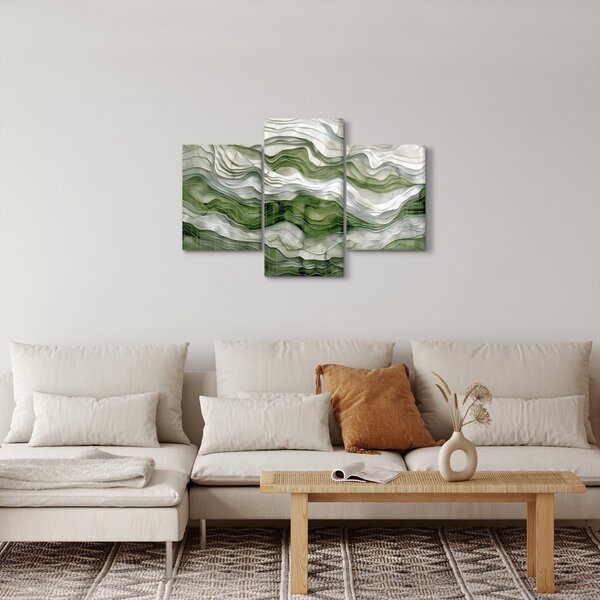 Slika - Zeleni i bijeli valovi (90x60 cm)
