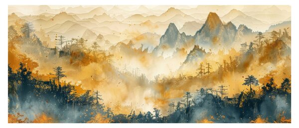 Slika - Planine, akvarel (120x50 cm)