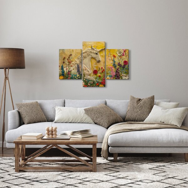 Slika - Jednorog s cvijećem (90x60 cm)