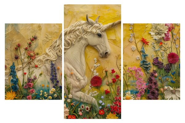 Slika - Jednorog s cvijećem (90x60 cm)