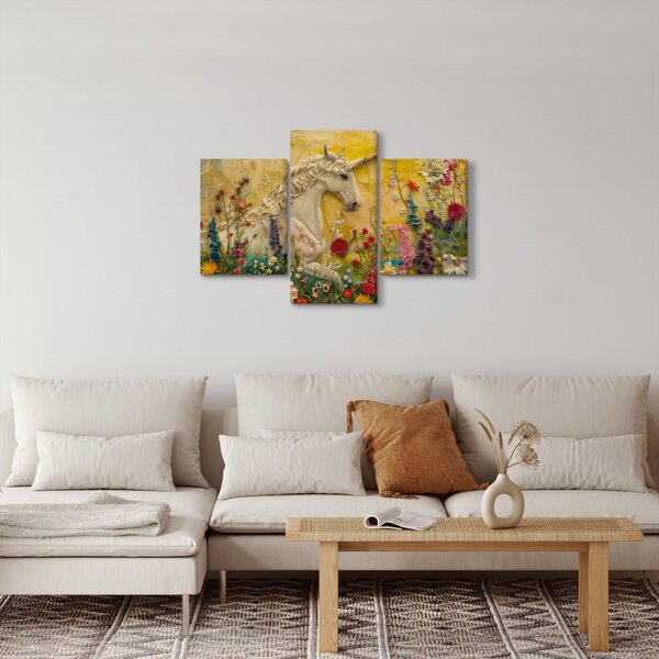 Slika - Jednorog s cvijećem (90x60 cm)