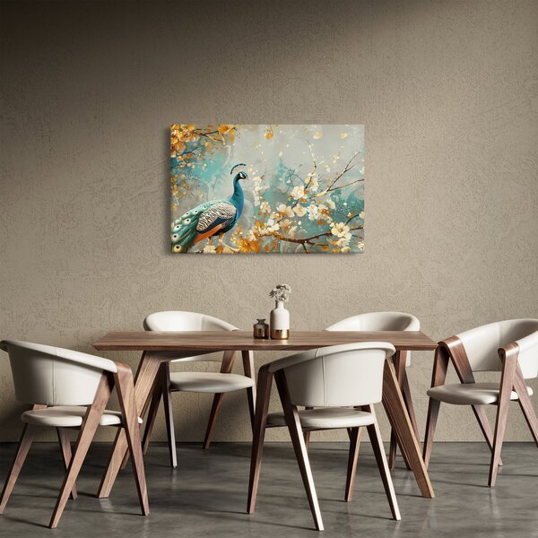 Slika - Paun sa zlatnim ukrasom (90x60 cm)