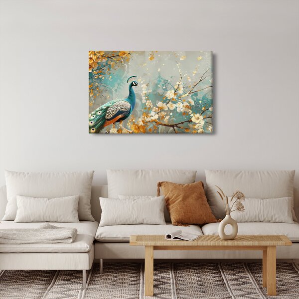 Slika - Paun sa zlatnim ukrasom (90x60 cm)