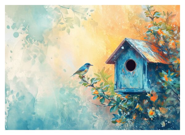 Slika - Kućica za ptice, akvarel (70x50 cm)