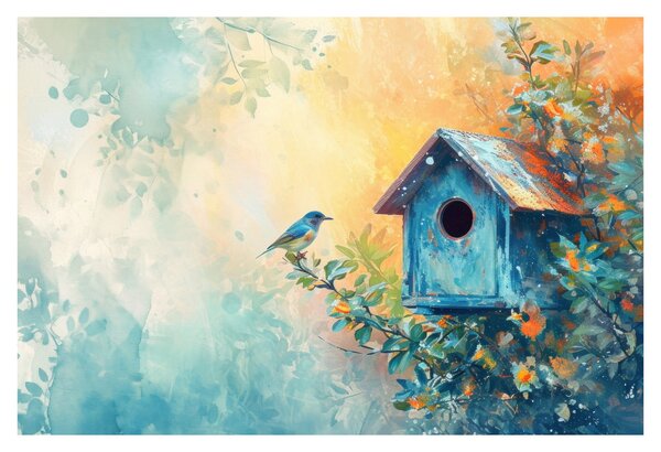 Slika - Kućica za ptice, akvarel (90x60 cm)