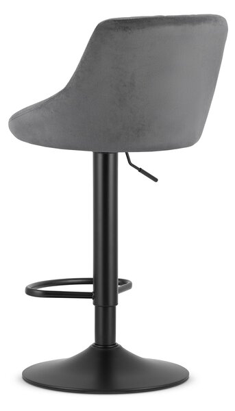 Siva barska stolica KAST VELVET s crnom nogom