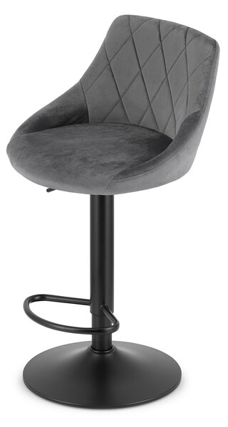 Siva barska stolica KAST VELVET s crnom nogom
