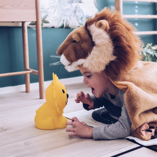 Stolne Lampa Mr Maria, Lion, prigušiv, Žuta, Dječja soba, Plastika