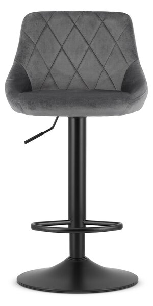 Siva barska stolica KAST VELVET s crnom nogom