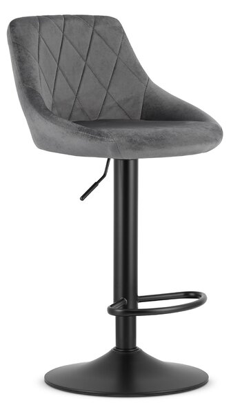 Siva barska stolica KAST VELVET s crnom nogom
