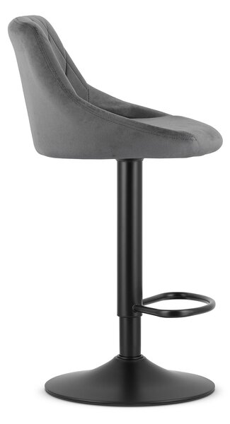 Siva barska stolica KAST VELVET s crnom nogom