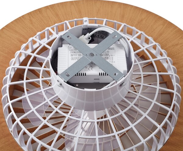 Teleo LED Stropni ventilator CCT Drvo - Lindby Lindby, Teleo, prigušiv, Drvo, Dnevna soba, Plastika, Moderan