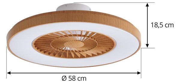 Teleo LED Stropni ventilator CCT Drvo - Lindby Lindby, Teleo, prigušiv, Drvo, Dnevna soba, Plastika, Moderan