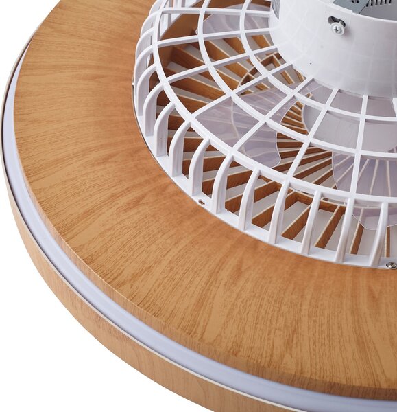 Teleo LED Stropni ventilator CCT Drvo - Lindby Lindby, Teleo, prigušiv, Drvo, Dnevna soba, Plastika, Moderan