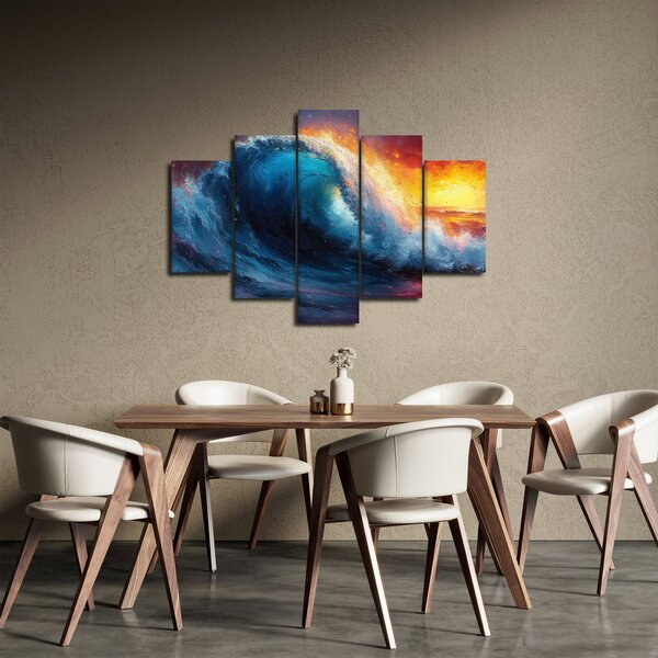 Slika - Val u zalasku sunca (150x105 cm)