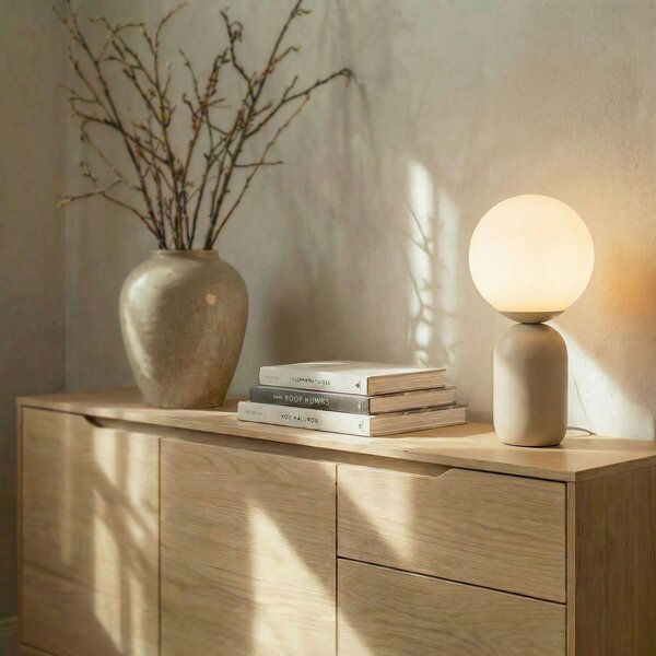 Stolne Lampa Lindby, Lennes, Bijela, Dnevna soba, Staklo, Moderan