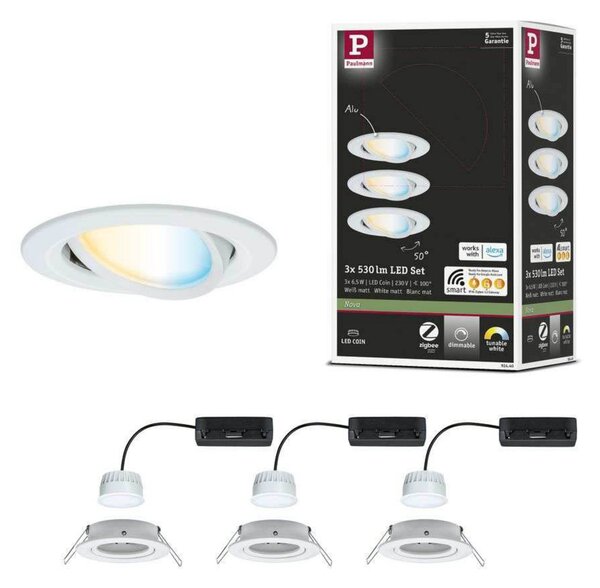 Reflektori Paulmann, Nova Coin Smart, prigušiv, Bijela, Dnevna soba, Aluminij, Moderan