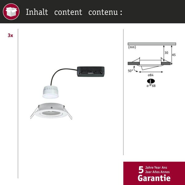 Reflektori Paulmann, Nova Coin Smart, prigušiv, Bijela, Dnevna soba, Aluminij, Moderan