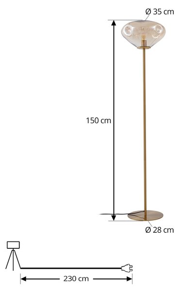 Podne Lampa Lindby, Lelia, Bež, Blagovaonica, Staklo, Dizajn