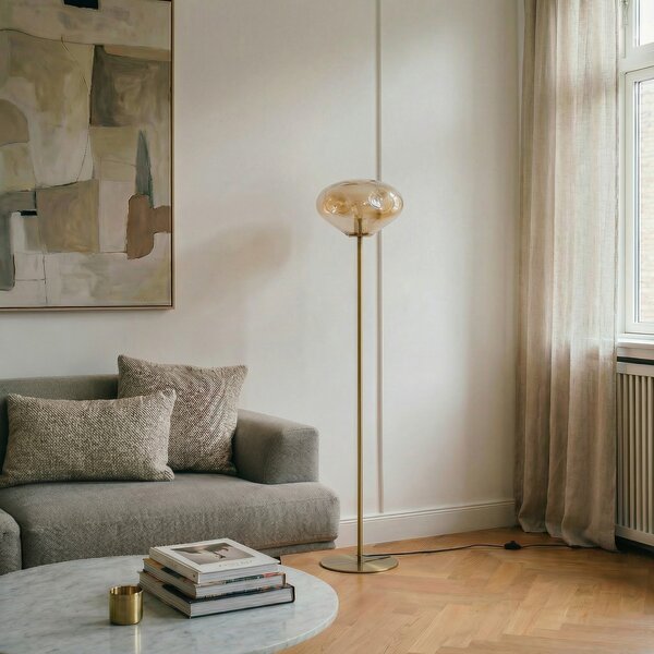 Podne Lampa Lindby, Lelia, Bež, Blagovaonica, Staklo, Dizajn
