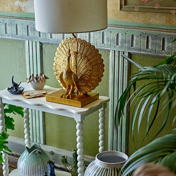 Stolne Lampa Bloomingville, Peacock, Zlato / mjed, Dnevna soba, Plastika