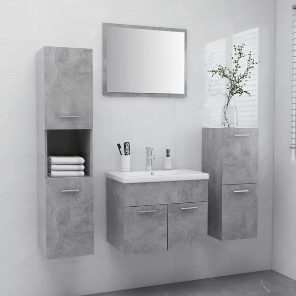 VidaXL Set kupaonskog namještaja od iverice siva boja betona