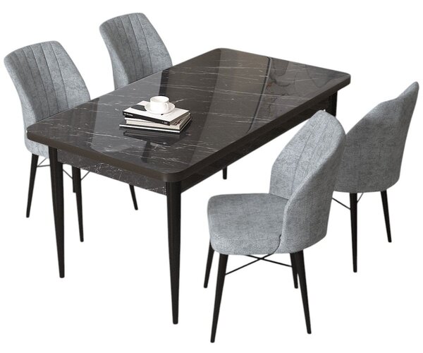 Zondo.hr Blagovaonski set Arpo (crna + siva mramor) (za 4 osobe). Akcija -30%. 1144488