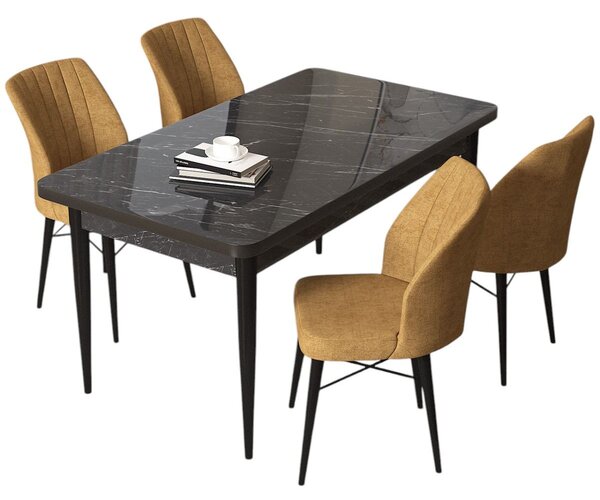 Zondo.hr Blagovaonski set Arpo (crni mramor + cappuccino) (za 4 osobe). Akcija -30%. 1144487