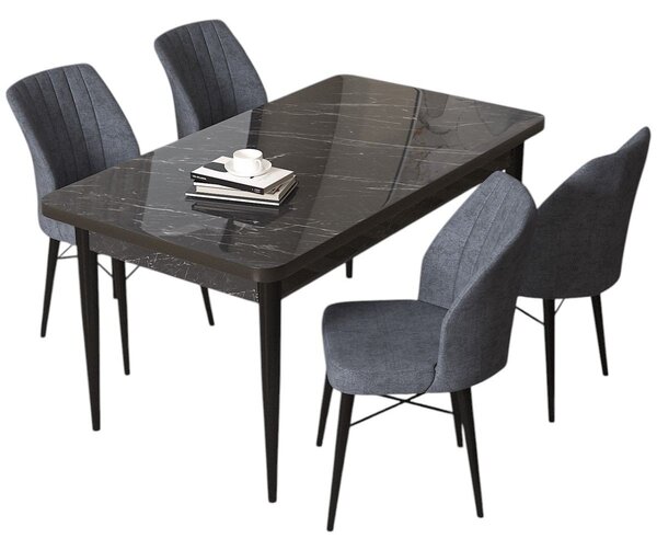 Zondo.hr Blagovaonski set Arpo L (crna + dim mramor) (za 4 osobe). Akcija -30%. 1144485