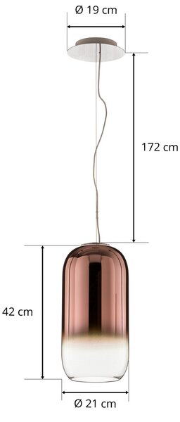 Viseće Svjetiljka Artemide, Gople, prigušiv, Smeđa / hrđa, Dnevna soba, Staklo, Dizajn