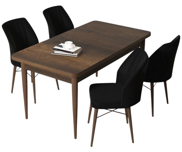 Zondo.hr Blagovaonski set Arpo (barokni orah + crna) (za 4 osobe). Akcija -30%. 1144499