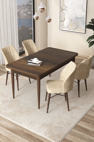 Zondo.hr Blagovaonski set Arpo (barokni orah + krem) (za 4 osobe). Akcija -30%. 1144510