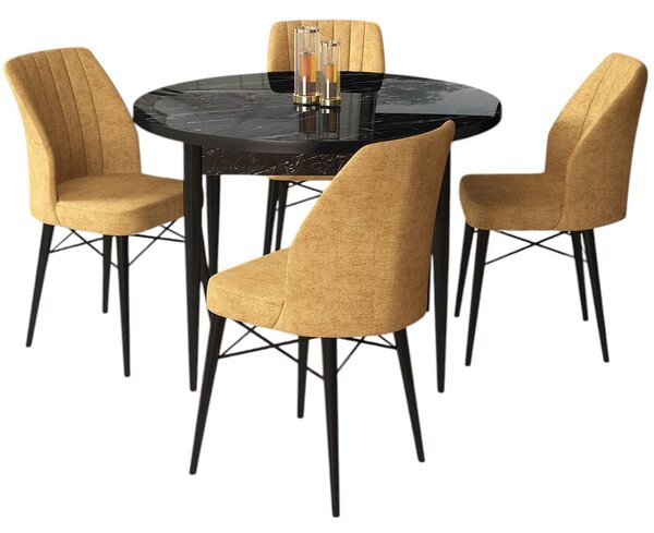Zondo.hr Blagovaonski set Roxie (crni mramor + cappuccino) (za 4 osobe). Akcija -31%. 1144549
