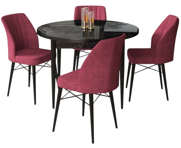 Zondo.hr Blagovaonski set Roxie (crni mramor + bordo) (za 4 osobe). Akcija -31%. 1144551