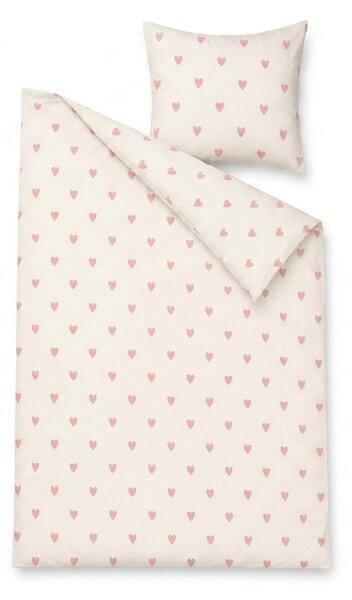 Pamučna posteljina HEARTIS PINK krem Dimenzije posteljine: 70 x 80 cm | 140 x 200 cm
