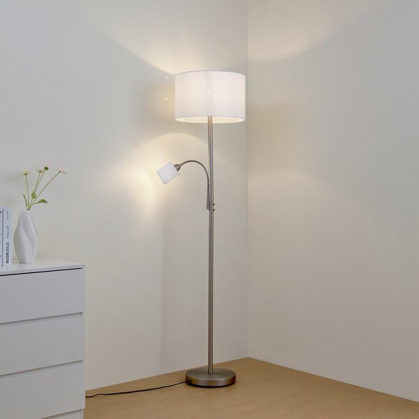 Podne Lampa Lindby, Jaileen, Bijela, Dnevna soba, Tkanina / tekstil, Moderan