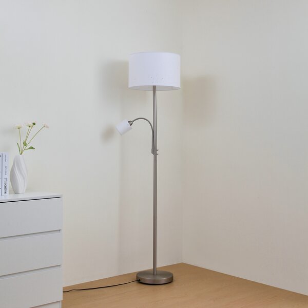 Podne Lampa Lindby, Jaileen, Bijela, Dnevna soba, Tkanina / tekstil, Moderan