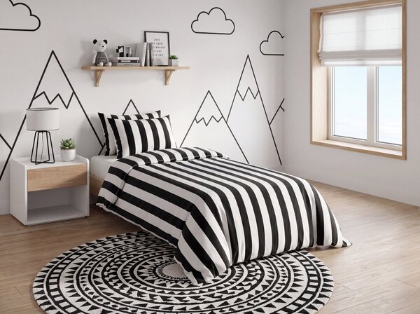 Pamučna posteljina MONOLINE crno-bijela Dimenzije posteljine: 70 x 80 cm | 140 x 200 cm