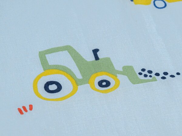 Dječja pamučna posteljina MINI TRUCKS TALES plava, 100% pamuk Dimenzije posteljine: 70 x 80 cm | 140 x 200 cm