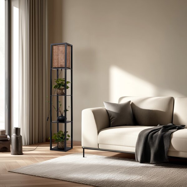 Podne Lampa Lindby, Birta, Crno, Dnevna soba, Drvo, Moderan