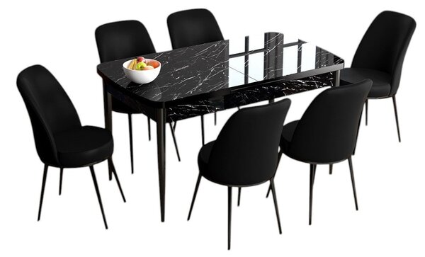 Zondo.hr Blagovaonski set Hana (crni mramor + tamnoplava) (za 6 osoba). Akcija -31%. 1144621