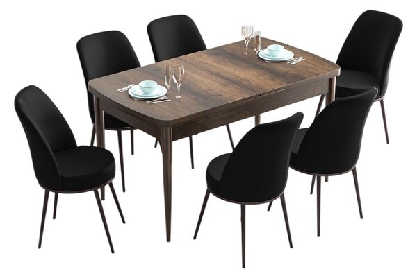Zondo.hr Blagovaonski set Hana (crni mramor + crna) (za 6 osoba). Akcija -31%. 1144636