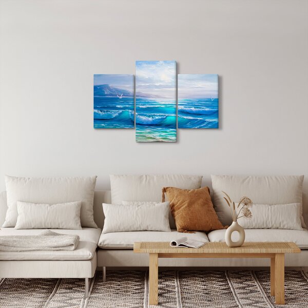 Slika - Ulje na platnu mora s galebovima (90x60 cm)
