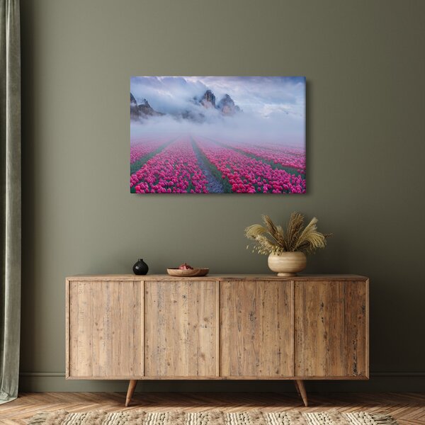 Slika - Krajolik s poljima tulipana (90x60 cm)