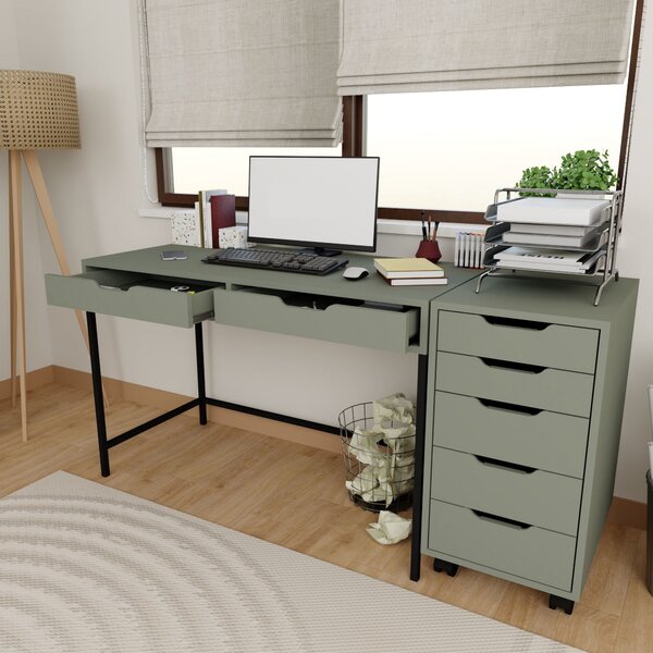 Zondo.hr PC stol s uredskim kontejnerom Worky (zelena). Akcija -30%. 1144767