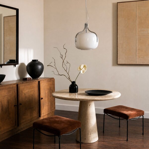 Viseće Svjetiljka Lucande, Christo, prigušiv, Bijela, Blagovaonica, Staklo, Dizajn
