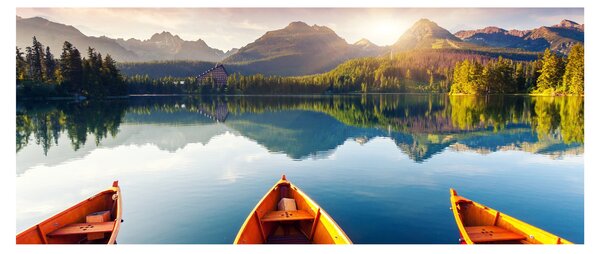 Slika - Jezero sa čamcima (120x50 cm)