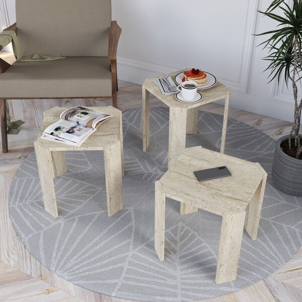 Zondo.hr Set stolića za kavu (3 kom.) Asra (travertin). Akcija -30%. 1144787